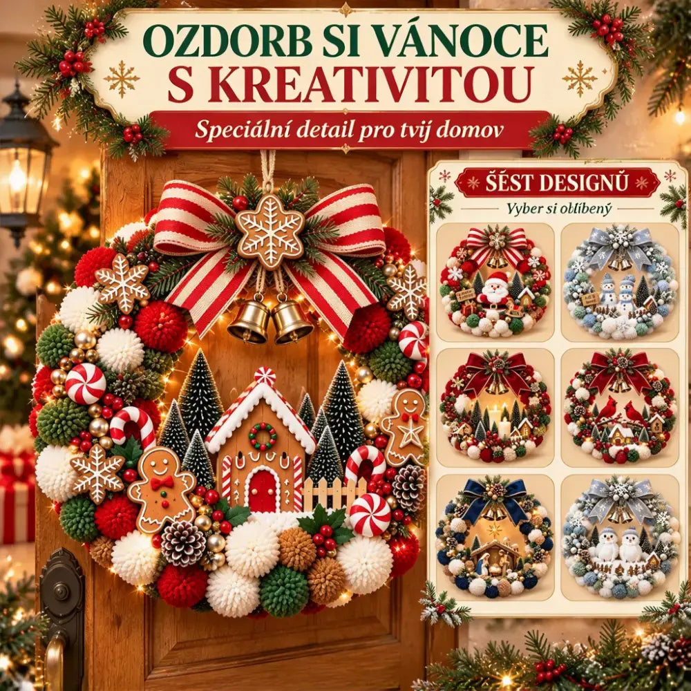 🔥50% SLEVA | 🎄DIY sada na výrobu vánočního věnce, sváteční vánoční dekorace, ruční řemeslný kit na výrobu vánočního věnce, 7 designů
