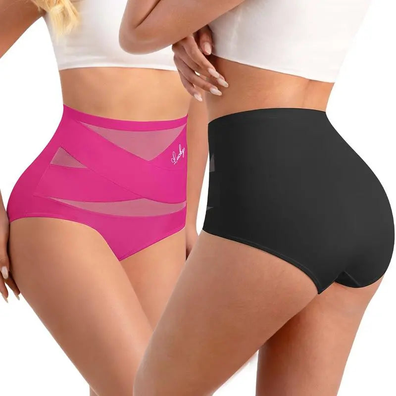 🔥Kupte 1, dostanete 2 zdarma 👙【S-3XL】Dámské vysokopásové tvarovací kalhotky se zkříženými pásky na břiše, ledový hedvábí, tenké a prodyšné, 360° zpevnění břicha, pro váhu 40–100 kg