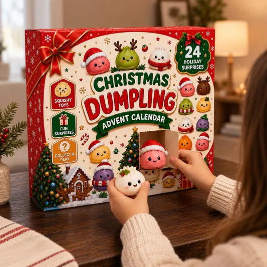 🎄🥰 50% SLEVA | Adventní kalendář 24 dní, squishy knedlíčky, vánoční slepý box, antistresová hračka, dárek k Vánocům