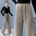 🔥50% SLEVA 👖【40–110 KG】✅ Dámské nové podzimní zimní manšestrové kalhoty se širokými nohavicemi, zateplené, splývavé, štíhlé, pohodlné volné rovné kalhoty