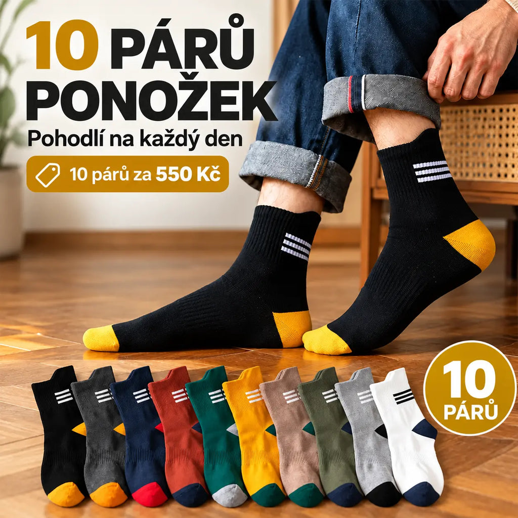 🔥10 párů ponožek za 550 Kč🧦 Dlouhé prodyšné bavlněné sportovní ponožky, pánské i dámské párové ponožky, stylové basketbalové ponožky na podzim a zimu, 10 barev