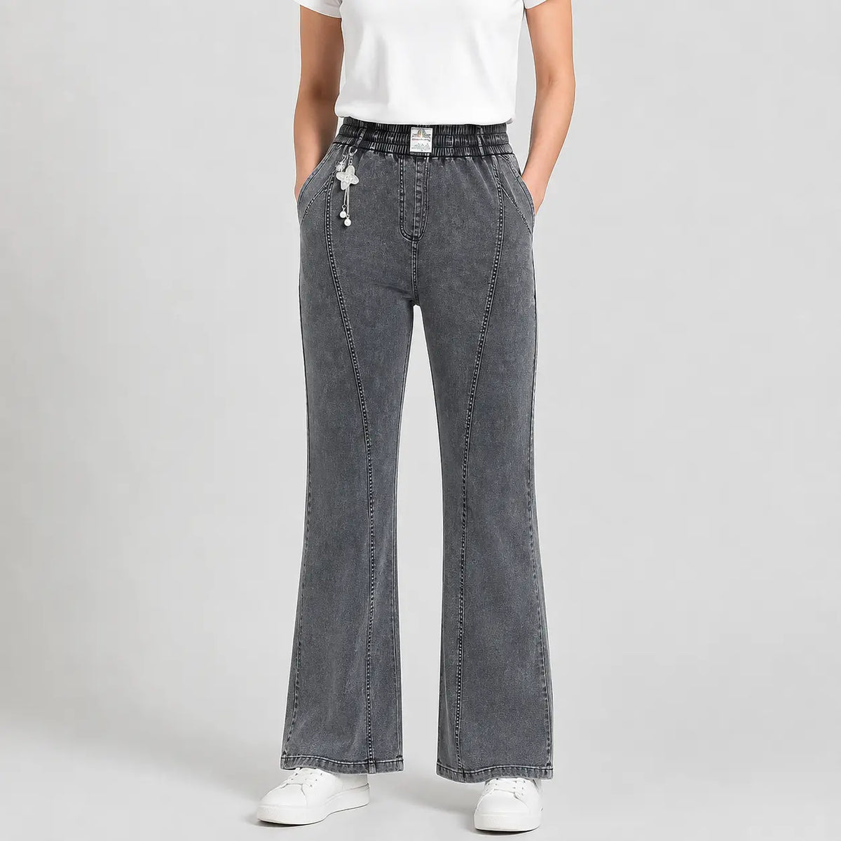 50% SLEVA 👖【M–4XL】Dámské vysokopásové strečové džíny, široký lem, pružný pas, velké velikosti 40–105 kg, letní módní kalhoty pro maminky, štíhlý střih