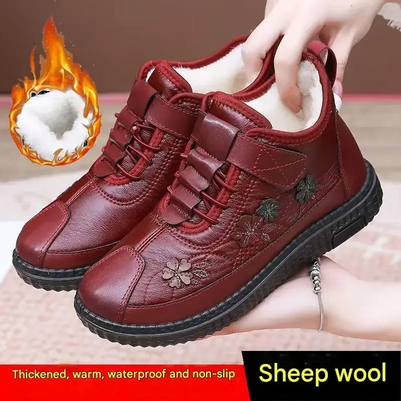 💖🌟50% SLEVA! ❄️⛄【35-42】Dámské zimní boty s výšivkou, zateplené vlněnou podšívkou, voděodolné, protiskluzová měkká podrážka, pohodlné boty pro seniory