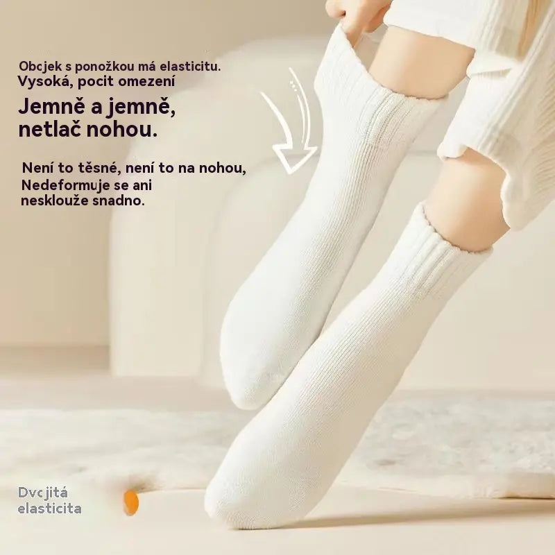 🧦 50% sleva | 6 párů ženských zimních ponožek 35–42, střední a dlouhé, super silné s hřejivou vlnou, elastické teplé podlahové ponožky