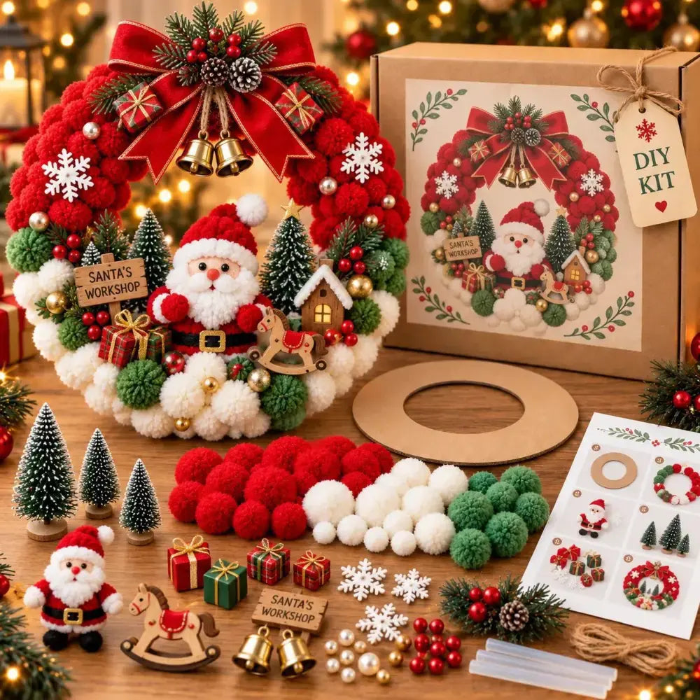 🔥50% SLEVA | 🎄DIY sada na výrobu vánočního věnce, sváteční vánoční dekorace, ruční řemeslný kit na výrobu vánočního věnce, 7 designů