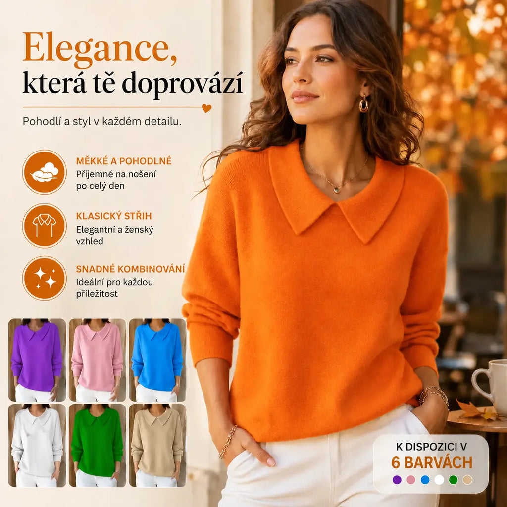 50% SLEVA🔥【S-3XL】Dámský pletený svetr s límcem panenky, podzim zima 2026, volný střih, velké velikosti, pohodlný dlouhý rukáv
