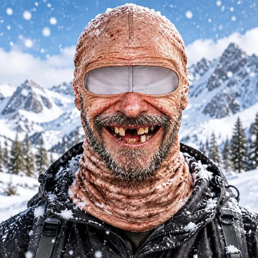 50% SLEVA 🔥😎 3D zábavná realistická lyžařská maska obličeje, teplá mikrovlákenná kukla, vhodná na lyžování, snowboard, cyklistiku a turistiku, 3 motivy