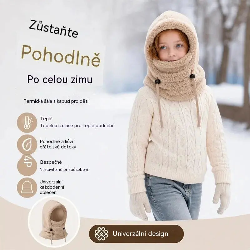🔥50% SLEVA | Dětská zateplená kukla čepice s šálkem, větruodolná, s ochranou uší a obličeje, podzim a zima