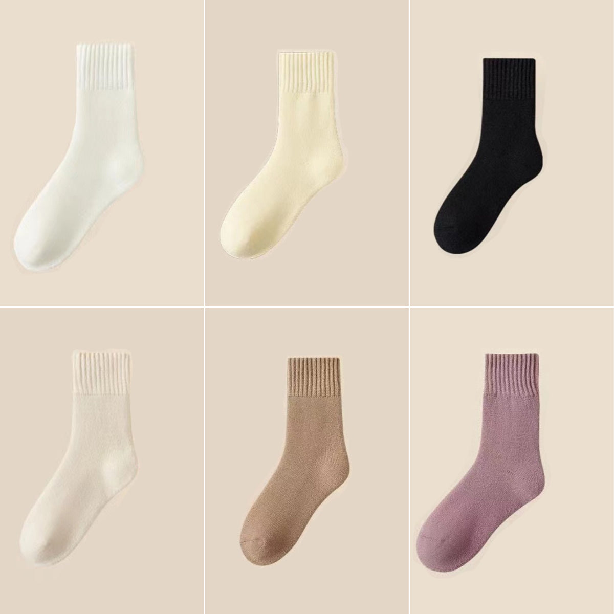 🧦 50% sleva | 6 párů ženských zimních ponožek 35–42, střední a dlouhé, super silné s hřejivou vlnou, elastické teplé podlahové ponožky