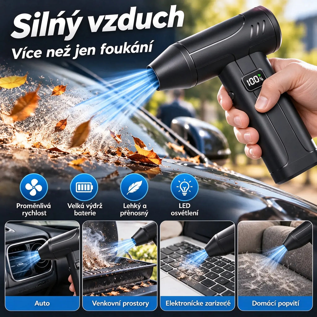 50% SLEVA🔥🌪️Výkonný ruční vysokorychlostní ventilátor X9, turbomotor, 6 rychlostí, LED svítilna, přenosný na kempování, čištění prachu a odstraňování sněhu
