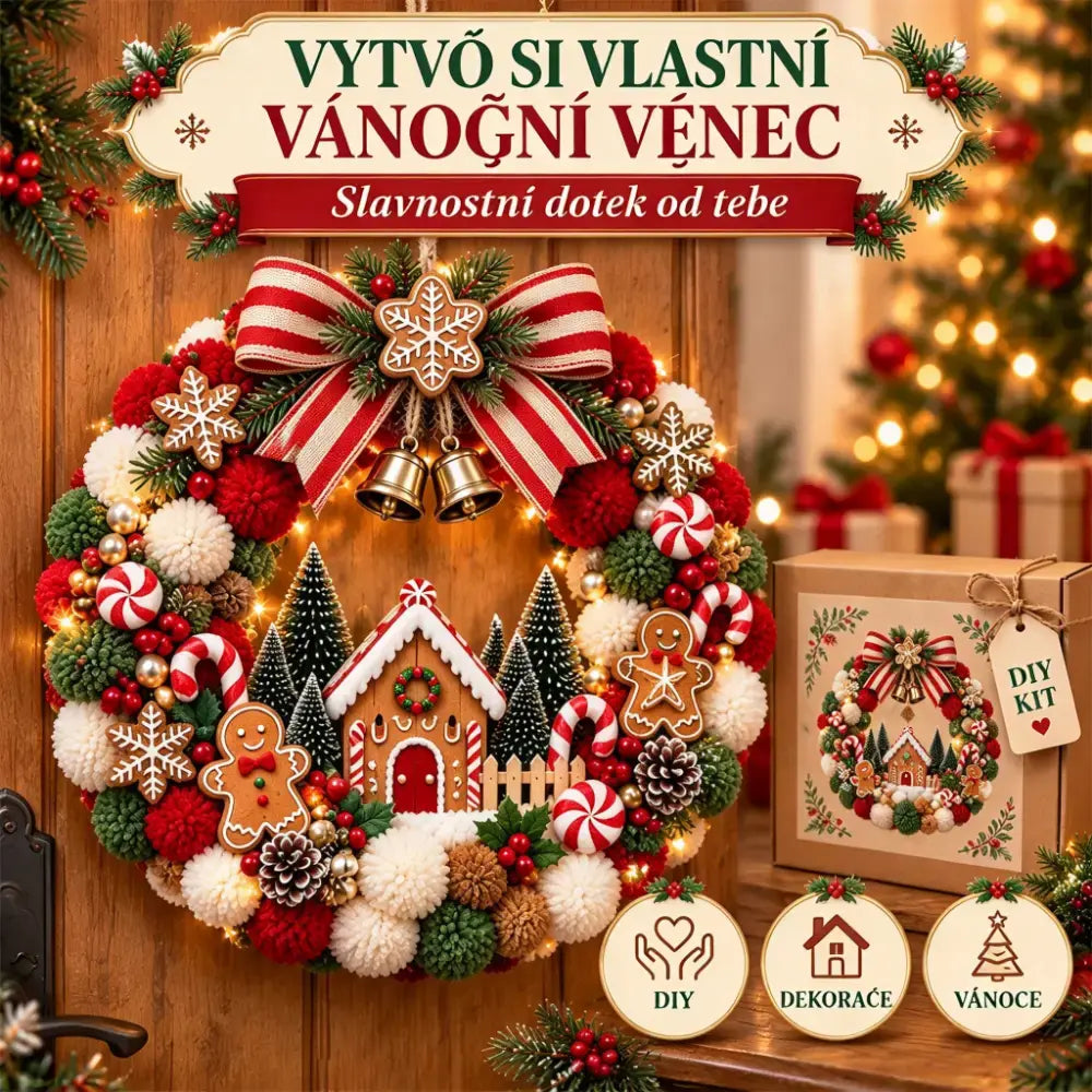 🔥50% SLEVA | 🎄DIY sada na výrobu vánočního věnce, sváteční vánoční dekorace, ruční řemeslný kit na výrobu vánočního věnce, 7 designů