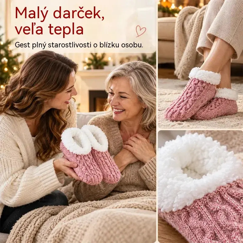 🔥Kup 1, dostaneš 1 zdarma | Dámské domácí ponožky s fleecem, silikonová protiskluzová podrážka, teplé zimní ponožky na podlahu