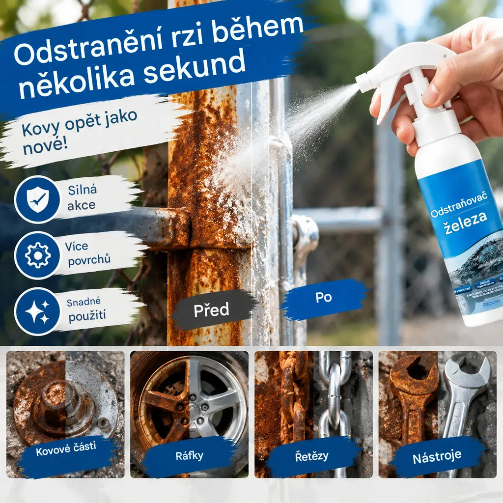 🔥Kup 1, získej 1 zdarma｜Víceúčelový sprej na odstranění rzi, odrezovač pro kov, kola, řetězy a nářadí, ochrana proti rzi