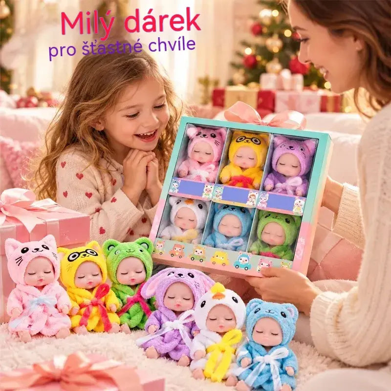 🔥50% SLEVA【6 ks】👶 Dárková sada reborn panenek, rozkošné malé spící panenky miminek v kostýmech zvířátek, skvělý dárek pro děti