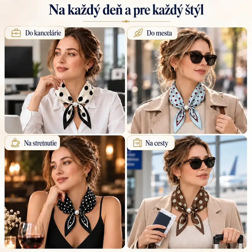 ✨ Šátek s magnetickým zapínáním a perlou — elegantní řešení pro každodenní styl, rychlé a bez vázání.