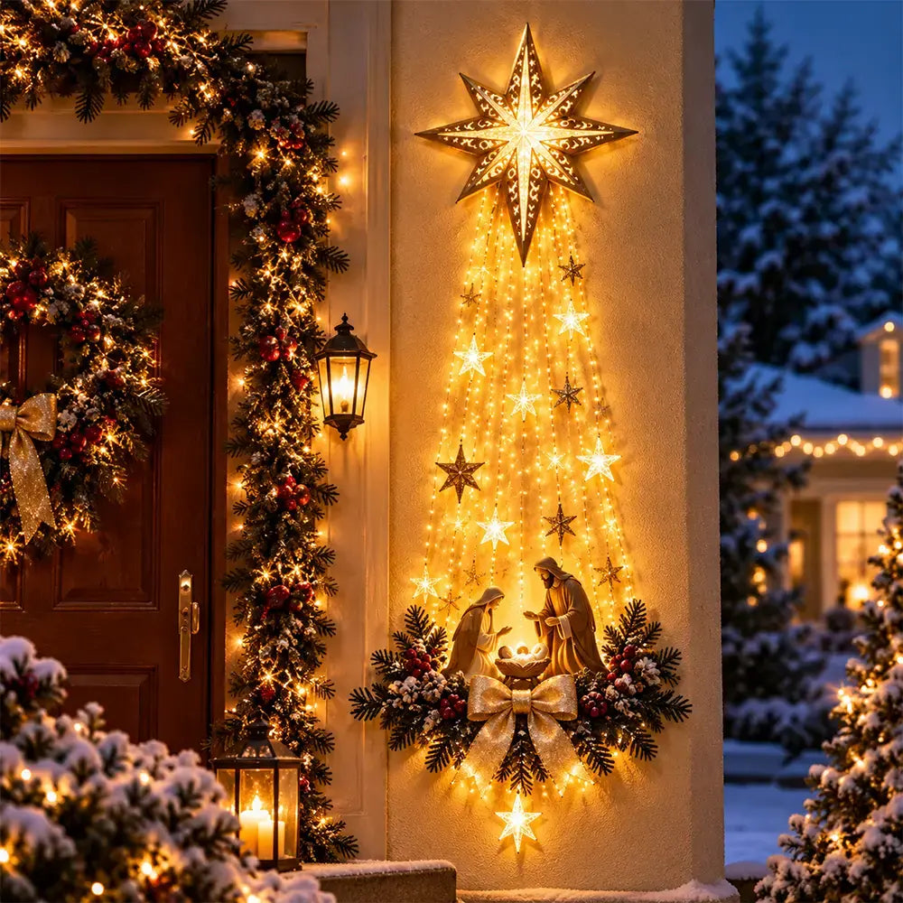 50% SLEVA 💡✨ Světelná nástěnná vánoční dekorace s betlémskou scénou, LED osvětlení, 3 vánoční motivy, DIY sestavení, vánoční výzdoba domu