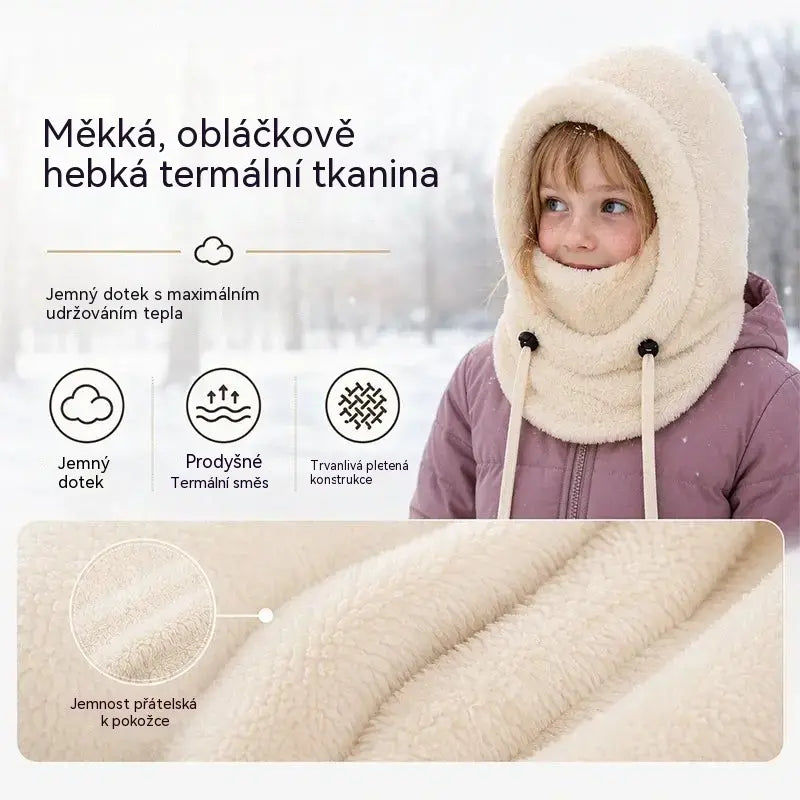 🔥50% SLEVA | Dětská zateplená kukla čepice s šálkem, větruodolná, s ochranou uší a obličeje, podzim a zima