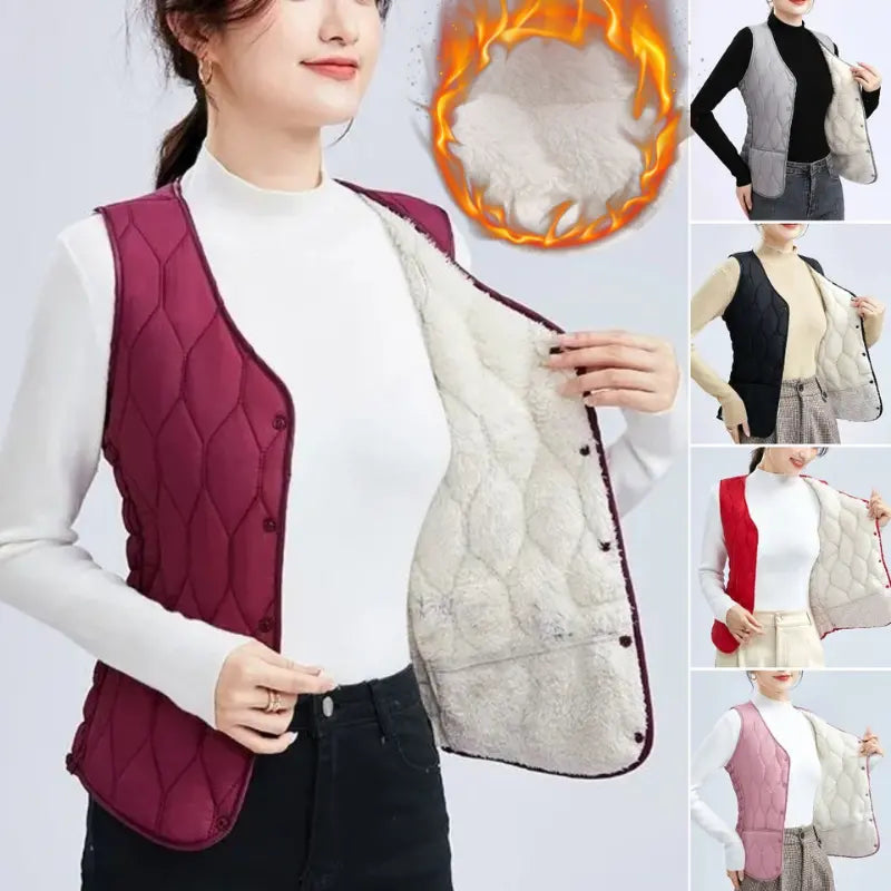 🔥50% SLEVA | Lehká teplá vesta bez rukávů M–5XL, dámská zateplená bunda z bavlněného peří, stylová přiléhavá vesta na podzim a zimu