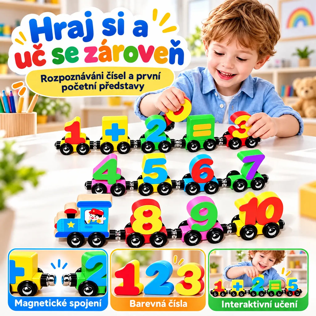 🔥 Kup 1, získej 1 zdarma | Magnetický číselný vláček pro děti, vzdělávací stavebnice, hračka pro batolata 1–6 let, rané vzdělávání